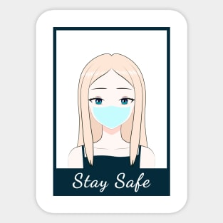 Stay safe from the virus anime character Sticker